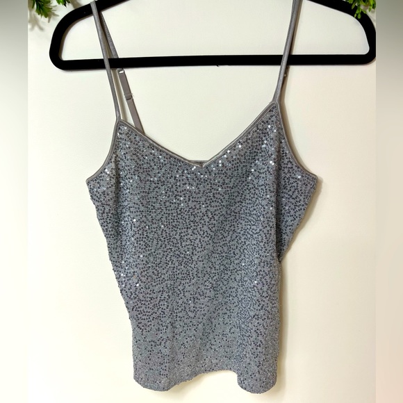 “EXPRESS” Silver sequins cami top, Small, great condition, used once - Picture 3 of 5
